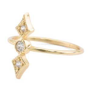 NEW SHASHI 18k Gold Plated Sterling Silver Cz Geometric Double Arrow Ring